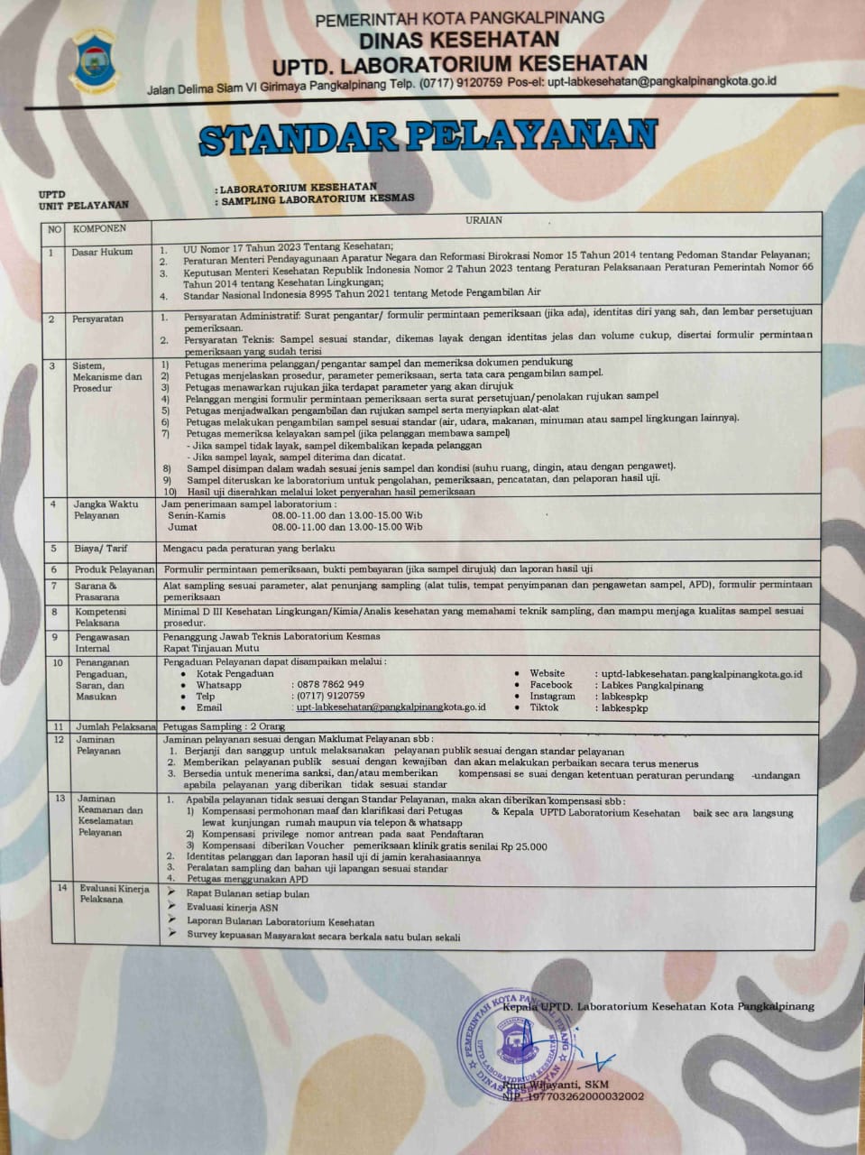 Standar Pelayanan